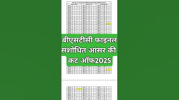 BSTC संशोधित फाइनल उत्तर पुस्तिका 2025  || BSTC answer key #BSTCanswerkey #bstccutoff #bstc  #shorts