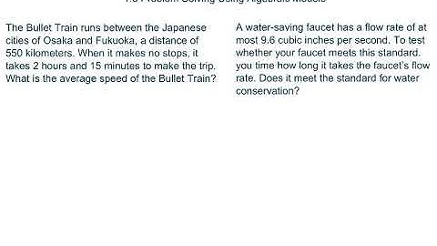 Algebra 2 1.5 Problem Solving Using Algebraic Models