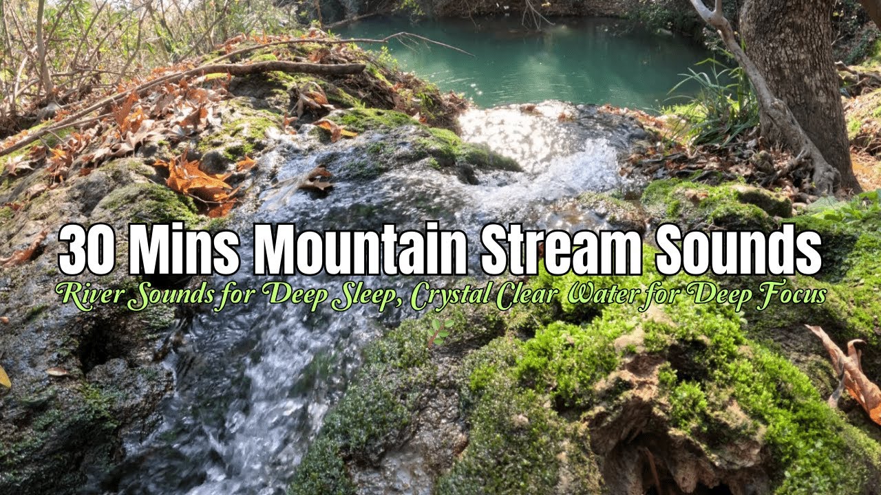 30 Mins Mountain Stream Sounds: River Sounds for Deep Sleep, Crystal Clear Water for Deep Focus 🌿