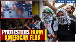 Watch Pro-Palestinian Protesters Burn American Flag In Nyc Amid Israel-Iran Tensions Oneindia News