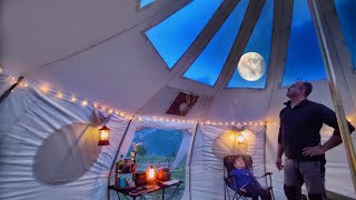 CAMPING in FULL MOON in OUR BIG TENT  TESTING BEAVERCRAFT TOOLS