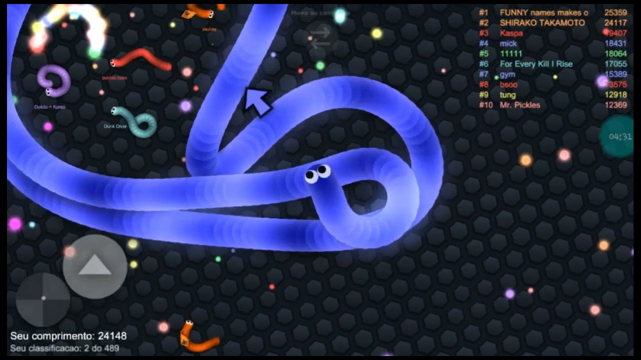batendo 55 mil pontuação no slither.io