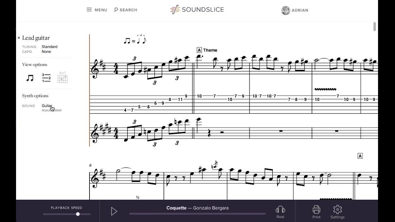 New Soundslice "track controls" feature