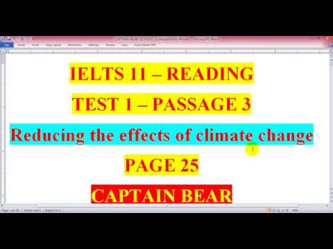 READING - IELTS 11 - REDUCING THE EFFECTS OF CLIMATE CHANGE - YouTube