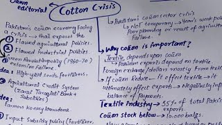 Dawn editorial analysis | Cotton crisis | Must watch for facts and figures for css 