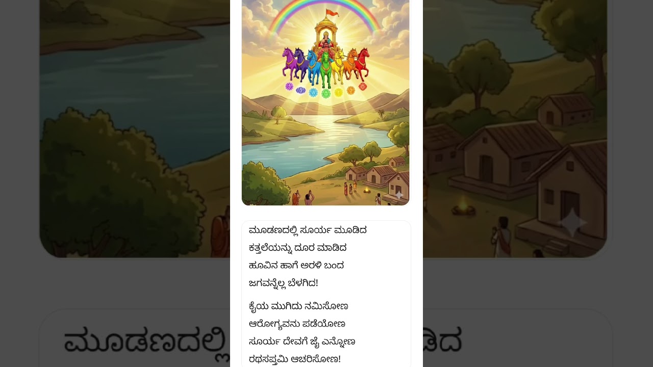 ಮೂಡಣದಲ್ಲಿ ಸೂರ್ಯ ಮೂಡಿದಕತ್ತಲೆಯನ್ನು ದೂರ ಮಾಡಿದಹೊವಿನ ಹಾಗೆ ಅರಳಿ ಬಂದಜಗವನ್ನೆಲ್ಲ ಬೆಳಗಿದ! ☀️