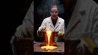 When Iron Melts Like Lava 😱 | Thermite Reaction Explained 🔥 #ThermiteReaction #ChemistryExperiment