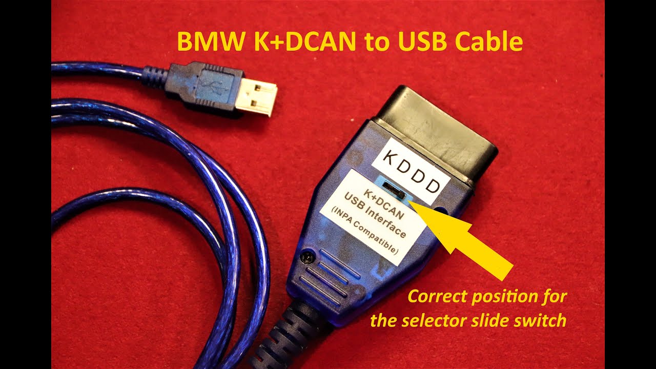 BMW K+DCAN to USB cable - Correct position for selector slide switch? -  YouTube