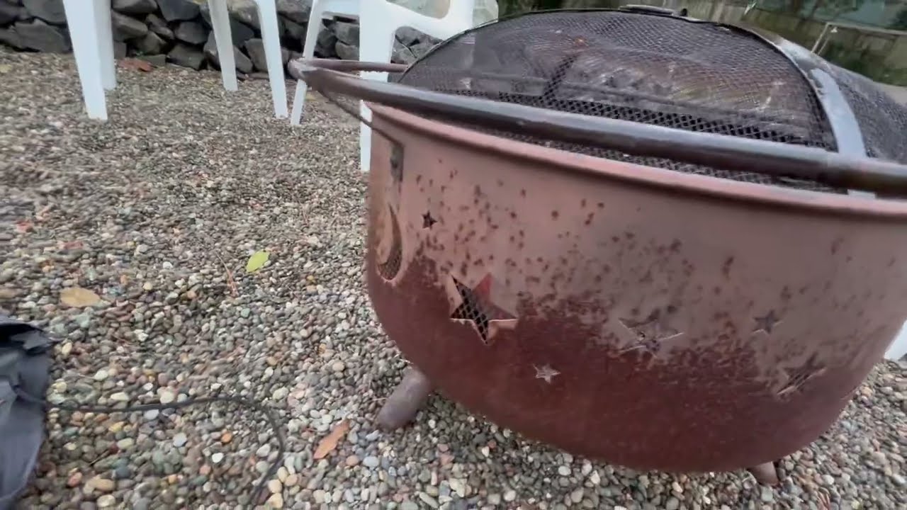 Sunnydaze Cosmic 30-Inch Fire Pit with Cooking BBQ Grill Grate, Spark Screen, and Fireplace Poker