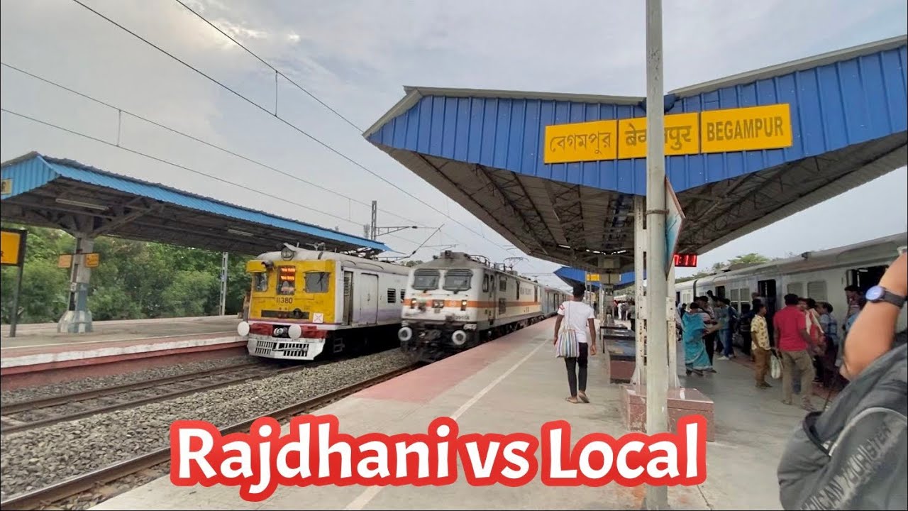 Rajdhani Express vs Local Train Howrah Rajdhani Overtakes Masagram Bound Local at Full Speed