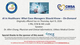 CMSNE On-Demand AI in Healthcare: What CM's need to know.