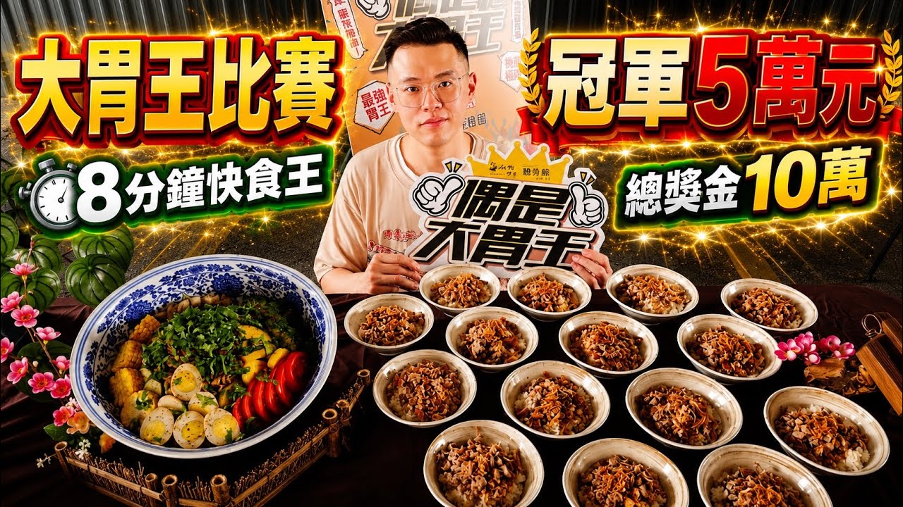 鵝肉飯大胃王比賽！冠軍獎金5萬元 ！8分鐘快食王！總獎金10萬元！MUKBANG Competitive Big Eater chinese food  challenge Eat Show吃播美食 縮圖