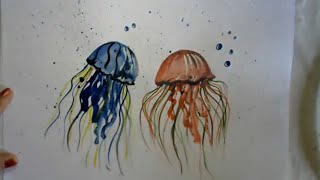 jellyfish painting watercolor ocean tutorial scenery