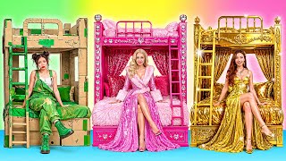 Doll Room Makeover Cardboard vs Gold vs Fluffy Challenge | Funny Moments by Multi DO Girls screenshot 4