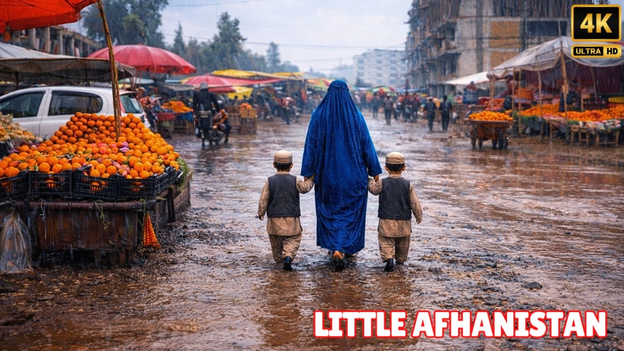 4K Walk Through Peshawar's Secret Afghan Hub: A Rainy Journey Through Mud and Shadows
