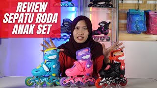 Sepatu Roda Anak Inline Skate Cougar MZS887PS QS Set Black Red