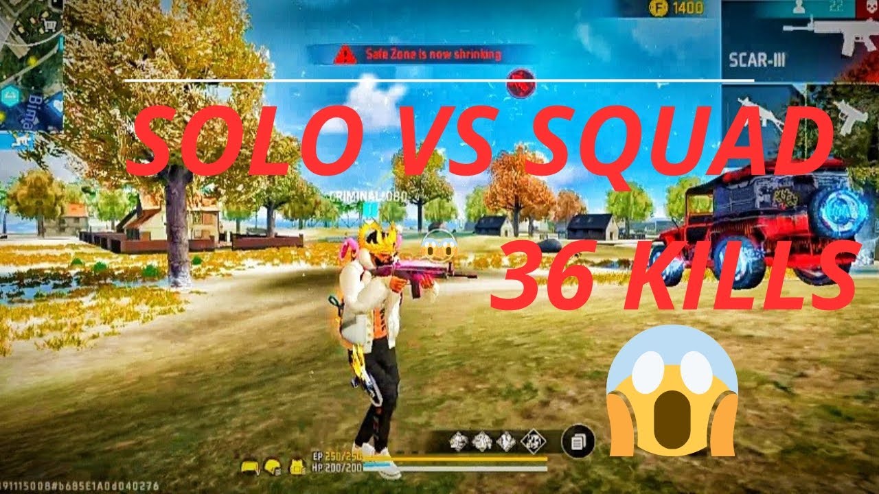 solo vs squad ||36 kills - The Ultimate Free Fire Challenge! - YouTube