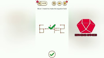 BrainFind Level 25 move 1 match to make the equation. hold