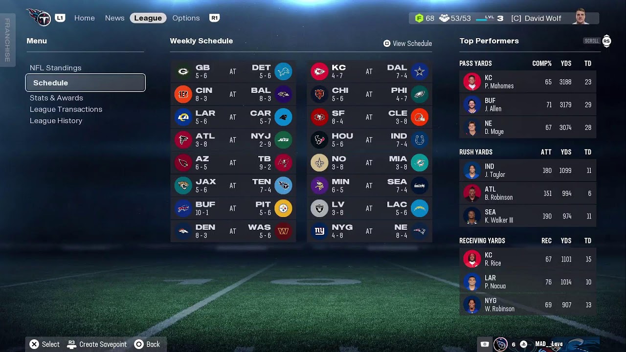 Titans franchise Madden 26 Live stream