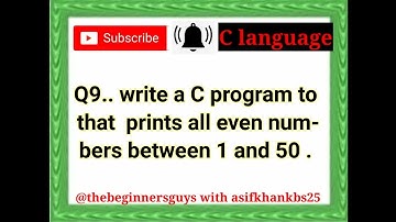 Write a C program That prints all Even numbers between 1 and 50 . #c_program #forinterview with Asif