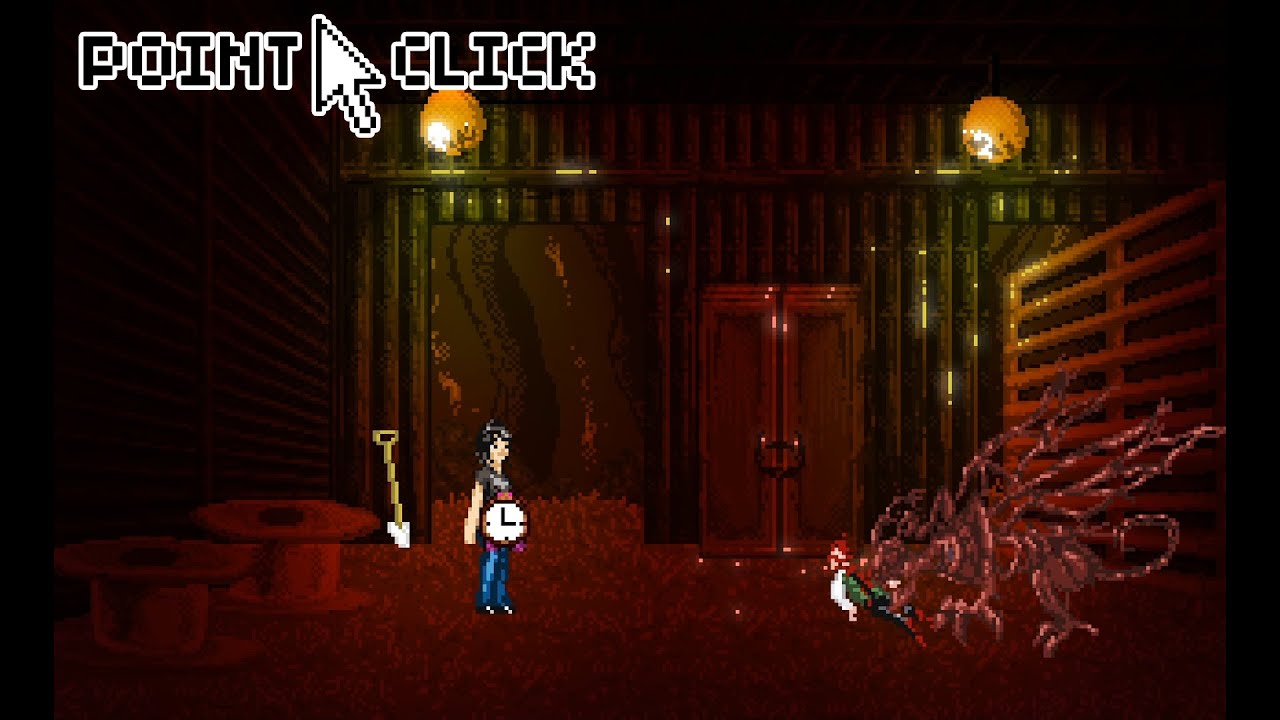 Contact (AGS) Free Horror Pixel Art Point and Click Adventure Game Blod Gore Monster