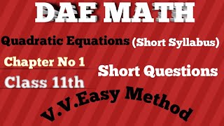 Class 11 math DAE Chapter no.1 Short Questions