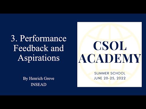 3. Performance Feedback and Aspirations (Henrich R. Greve)