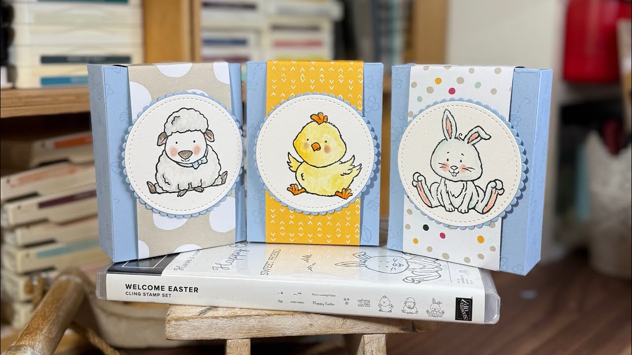 Easter treat boxes for Day 37 craft room clearout series. For mini eggs mini bags