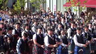 Massed Bagpipes And Drums City Square Dundee Scotland