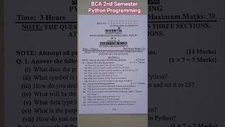 BCA 2nd Semester Python Programming Question Paper 2025 #python #invertisuniversity