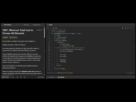 LeetCode 3987. Minimum Total Cost to Process All Elements | Weekly Contest 510