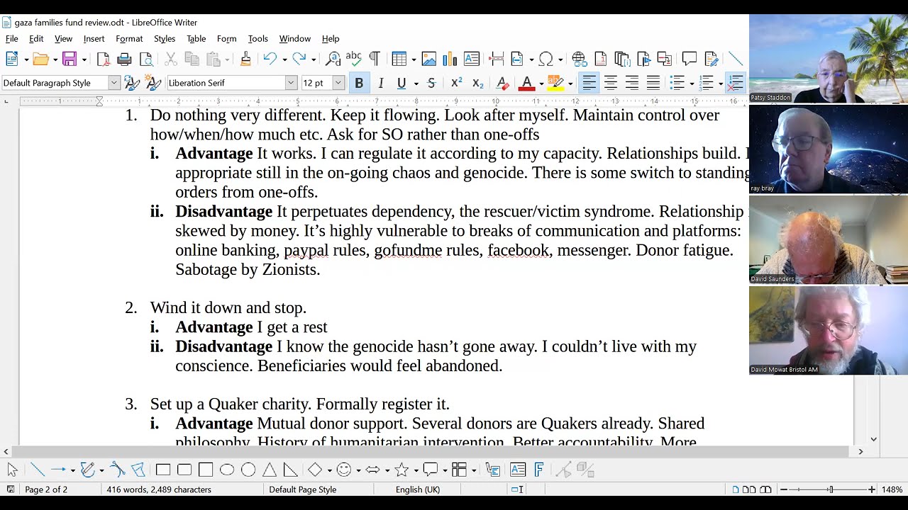 David Mowat | Making Gaza Families Fund Sustainable: a group exploration | Quaker Talk | 28 Nov 2025