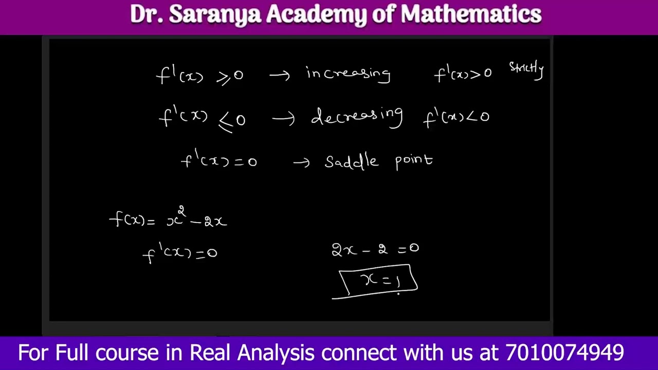 Increasing Decreasing Functions- Real Analysis in Tamil- Dr Saranya