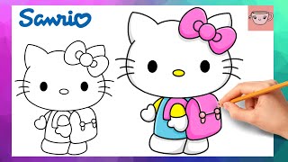 How To Draw Hello Kitty Backpack - Back to School | Sanrio | Drawing Tutorial screenshot 3