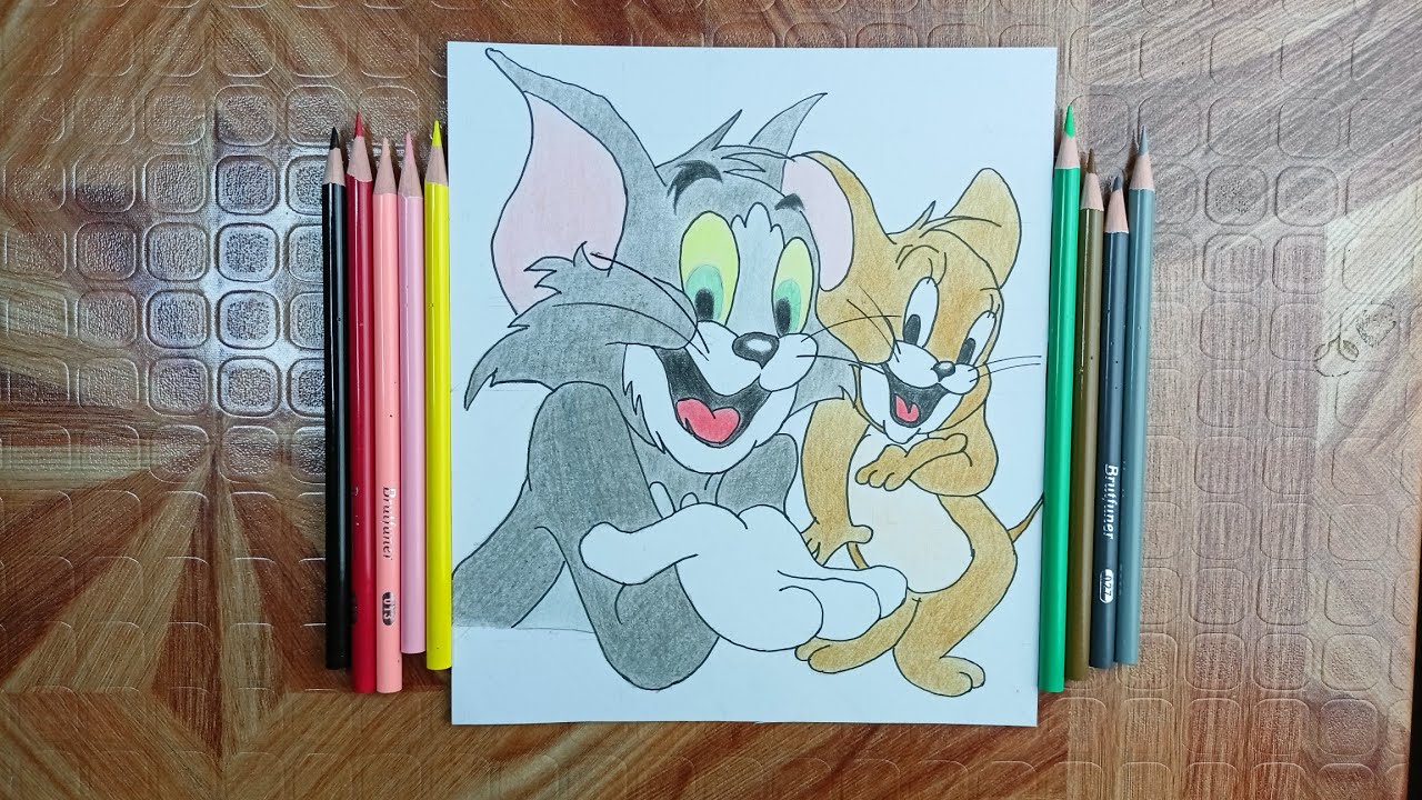 Drawing Tom and Jerry as Beginner - colored pencil - YouTube