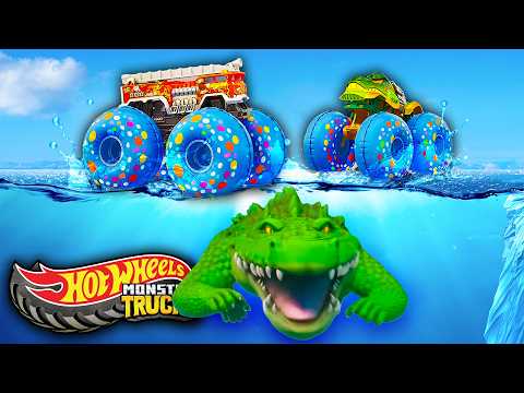 🌊 ¿Se Hunde o Flota? ¡Carrera de Monster Trucks en el Lago! | Hot Wheels Monster Trucks