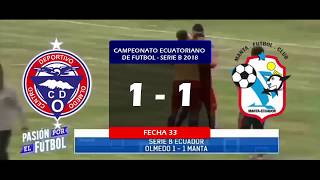 CD Olmedo 1 - 1 Manta FC | Serie B 2018 ~ Fecha 33 |