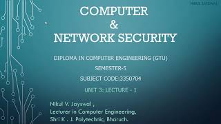 CNS: Unit 3: Lecture 1: Introduction to Cryptography