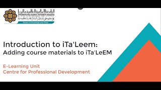 Intro to iTa'Leem: Adding Course Materials