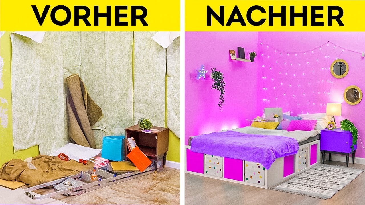 EXTREME ZIMMER-VERWANDLUNG || Coole Hacks für deine Heimdekoration