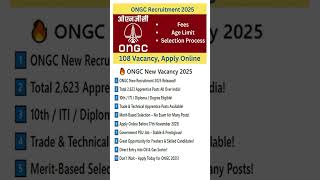 Recruitment 2025 | ONGC New Vacacny 2025 | No Exam | Latest Govt Jobs in 2025| New Vacancy 2025