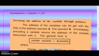 ADDRESS OF OPERATOR, DECLARING AND INITIALISING POINTERS - C