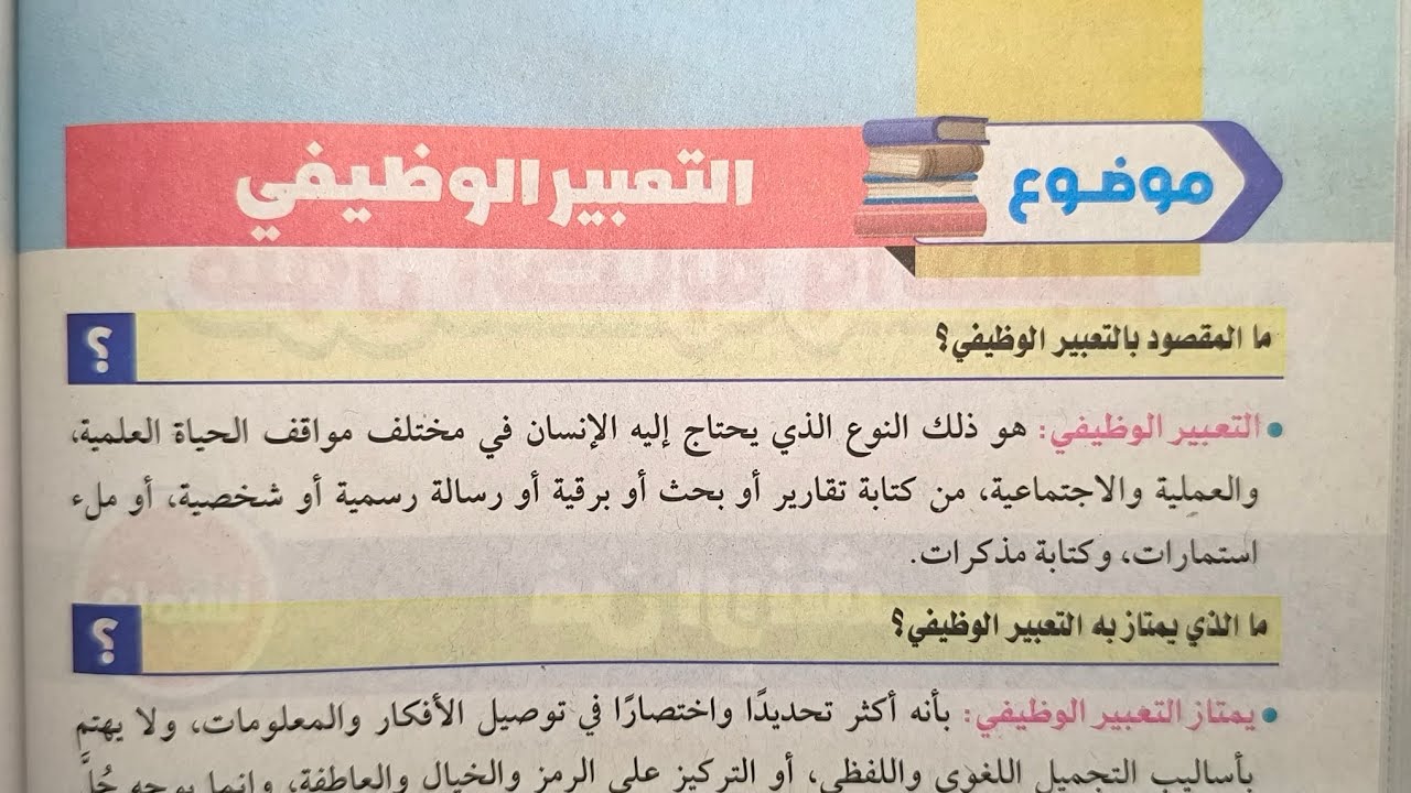 شرح التعبير الوظيفي للصف الثاني الإعدادي الأزهري الترم الثاني 2024