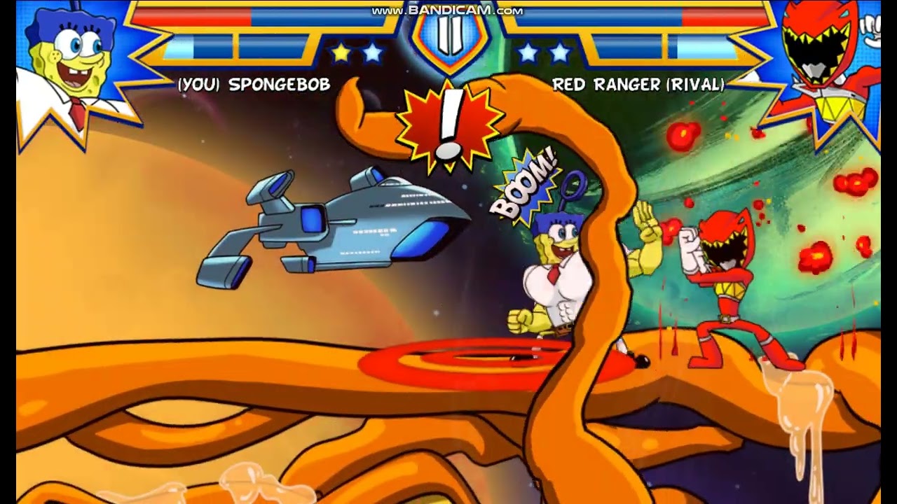 Super Brawl 4 (SpongeBob vs Red Ranger) (Free Play Mode) (Medium Level)