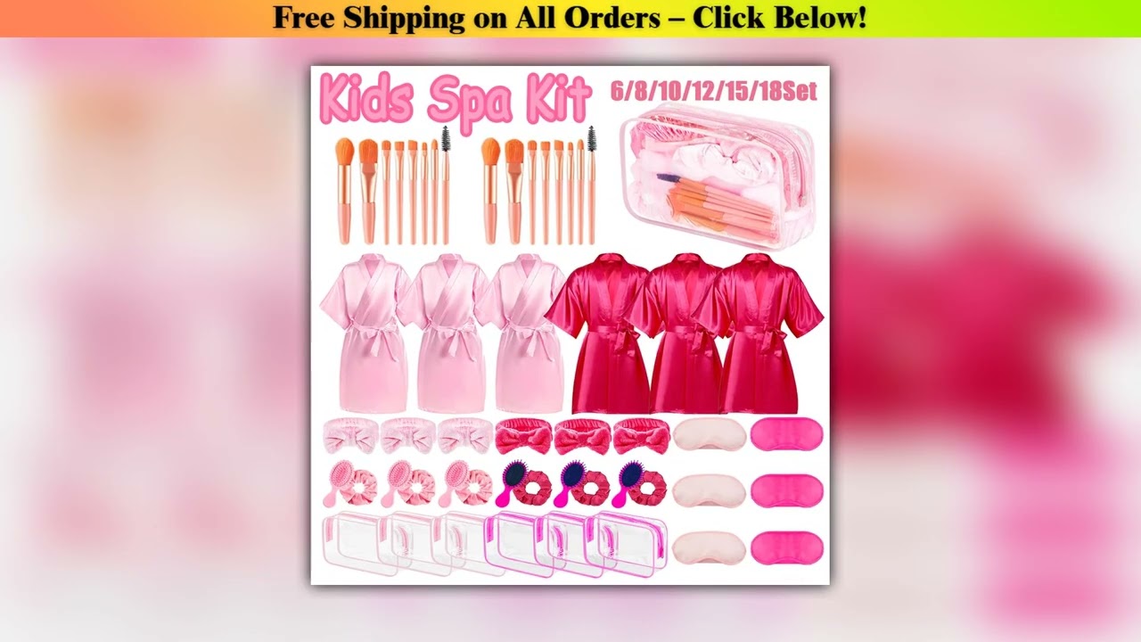 6-18 Set Spa Party Robes for Girls Birthday Spa Satin Robes Kid Makeup Slumber Sleepover Pajamas