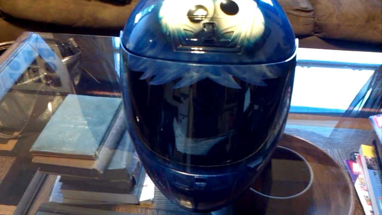 Custom Painted Airbrushed Cookie Monster Helmet - YouTube