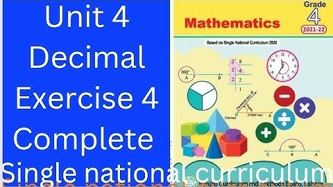 class 4 unit 4 exercise 4|| Decimal || PTB|| single national curriculum|| #‎@ammadmukhtar4399 