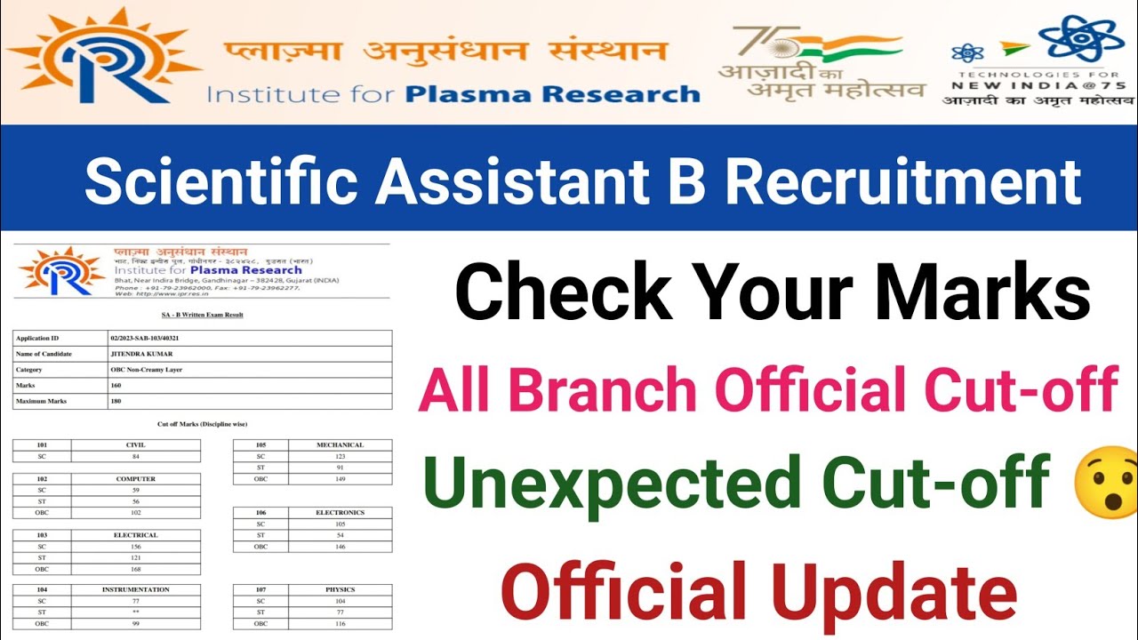 IPR Cut-off Out||Check Your Marks||IPR Scientific Assistant Cut-off||IPR Recruitment 2023||Official