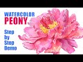 WATERCOLOR PEONY  🌸  How to Paint Pink Peonies | Step-by-Step Demo | Materials Overview