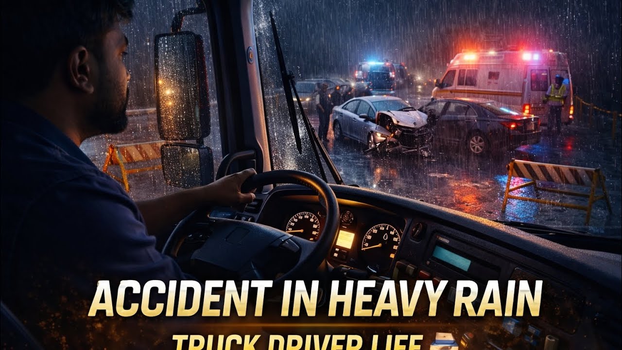 RAAT KI BARISH 🌧️🚛 | POLICE BARRICADE | ACCIDENT SCENE 😱 | TRUCK DRIVER LIFE